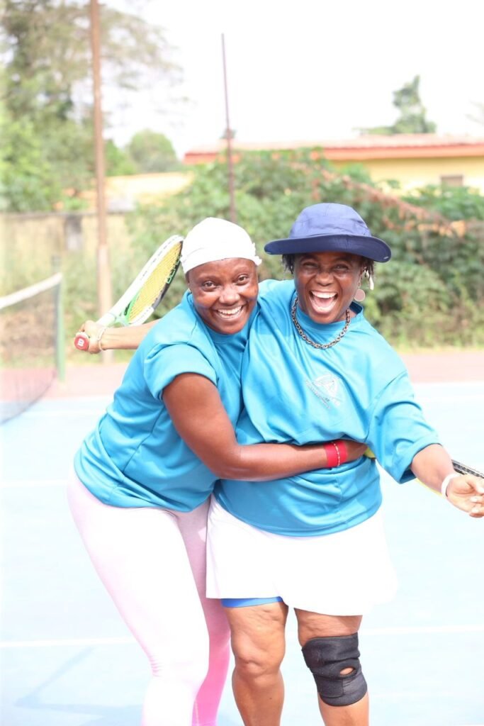 Two players embrace after a match